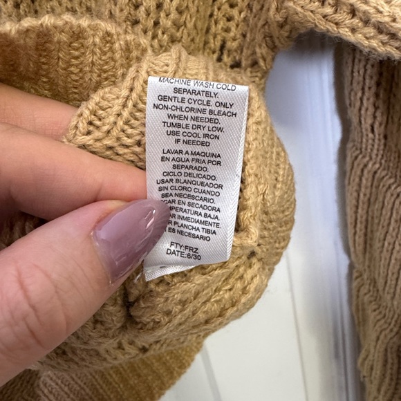 FCT With Love Camel Ribbed Knit Cropped Turtleneck Sweater Size Small - Picture 6 of 7